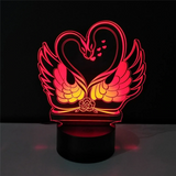 Swan Love Heart Illusion Lamp Beautiful Lighting Piece
