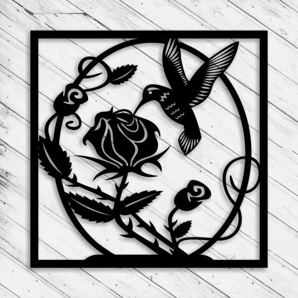 Home Decore Rose And Bird Wooden Wall Art Decor